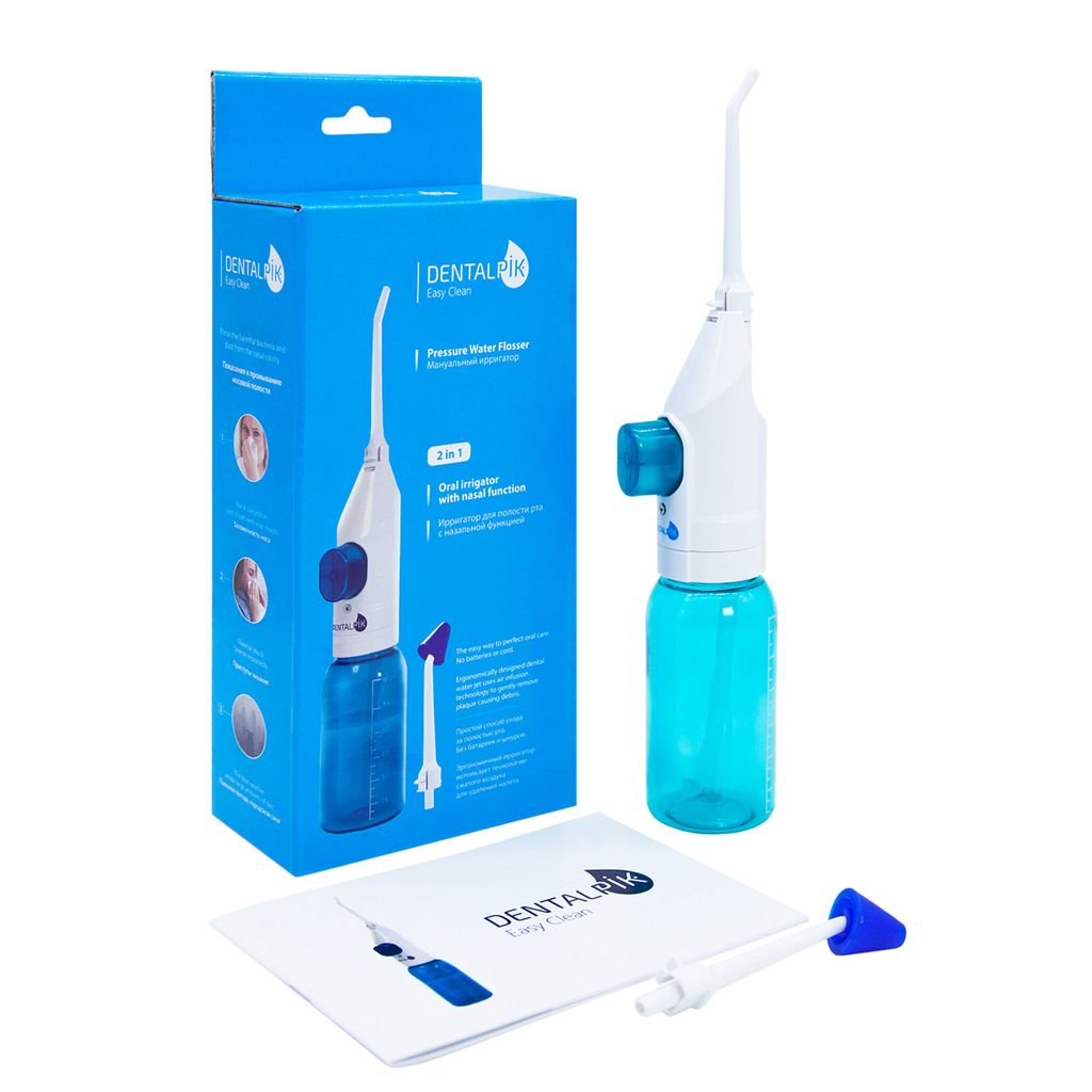 Dentalpik Easy clean Ирригатор для полости рта и носа мануальный, белого цвета, 1 шт.