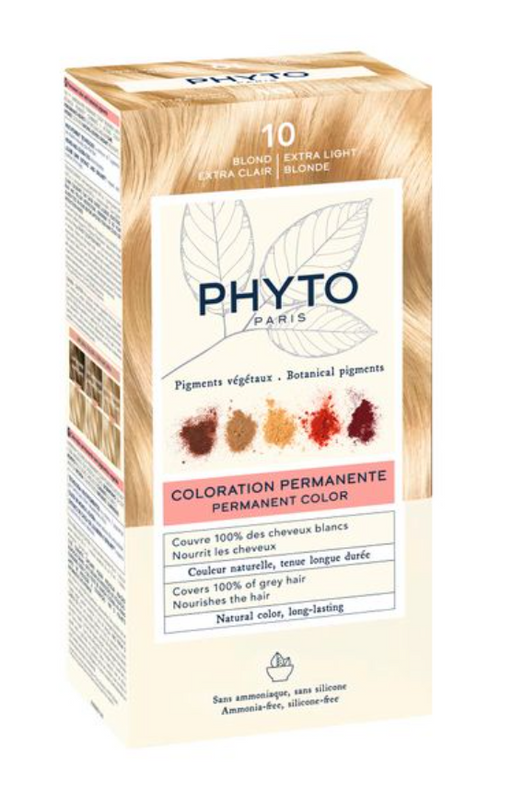 Phyto Paris Крем-краска для волос в наборе, тон 10, Экстра-светлый блонд, краска для волос, +Молочко +Маска-защита цвета +Перчатки, 1 шт.