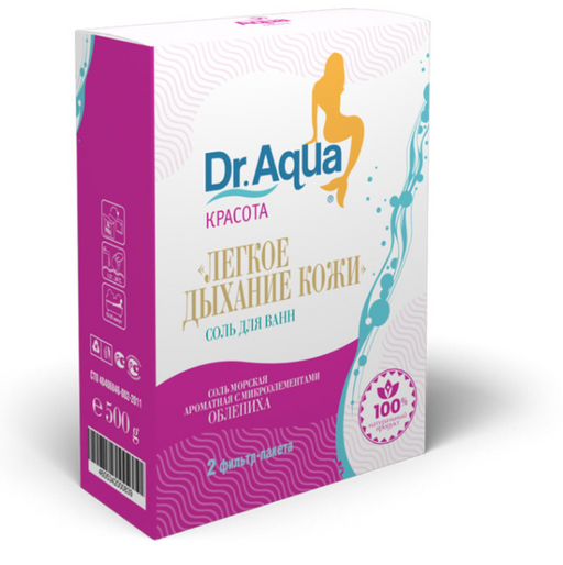 Dr Aqua Соль для ванн морская, облепиха, 250 г, 2 шт.